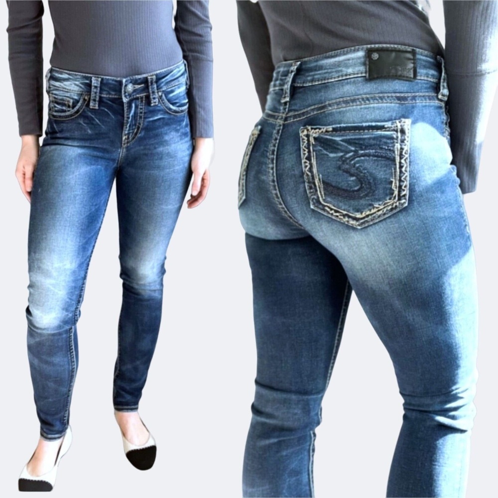 Silver Jeans Suki Mid-Rise Super Skinny Women's Size 25 Blue Denim Jeans